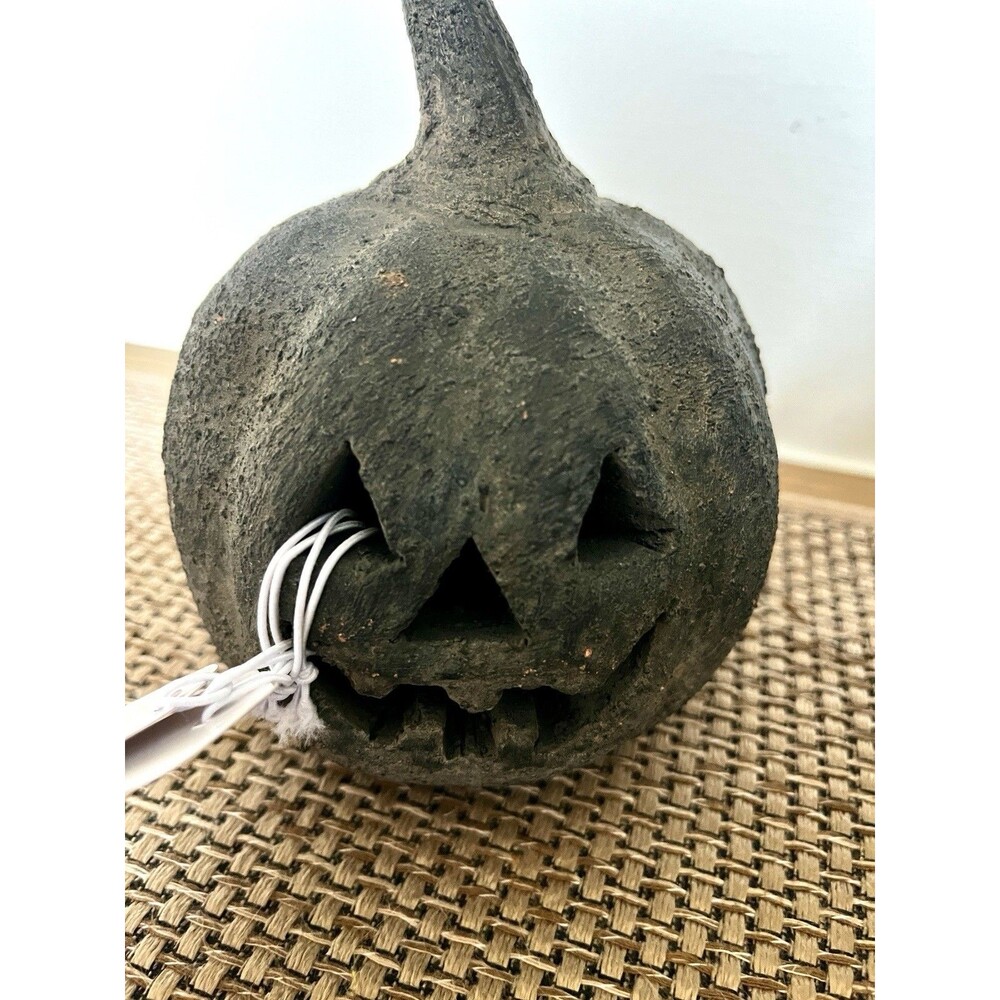 Pottery Barn BLACK Terracotta Jack O Lantern Pumpkin Halloween MINI Tiny XS NEW